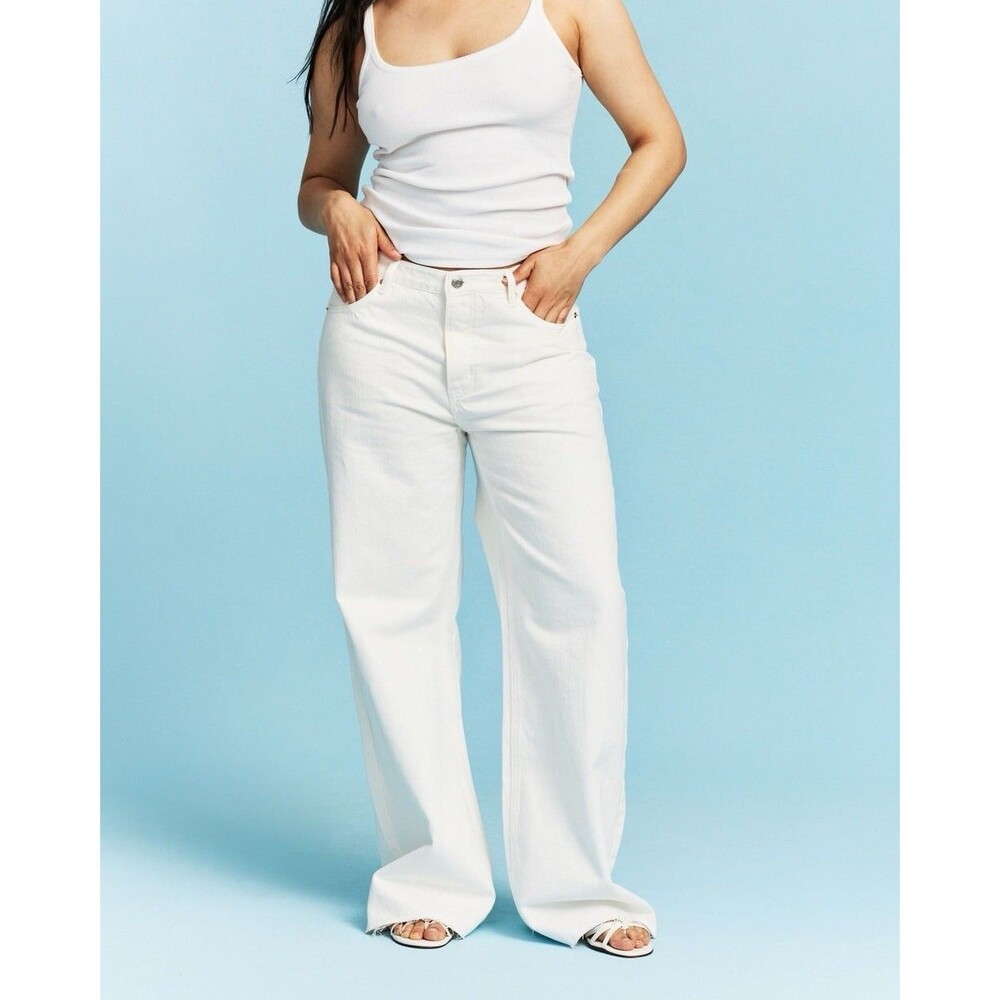 PARKE Low Rise Baggy Jeans - White (Size 29)